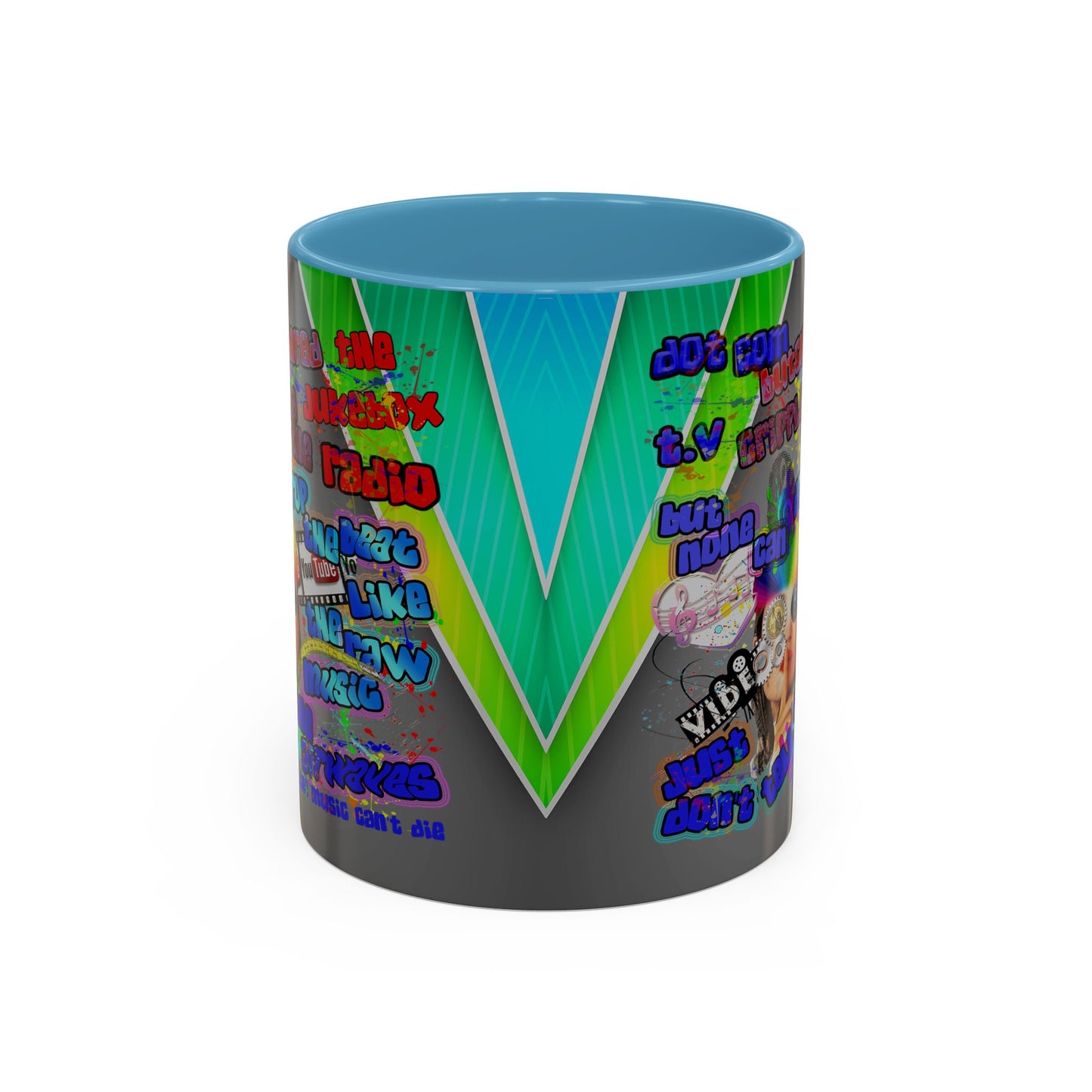 drop the beat - Accent Mug (rainbow split)