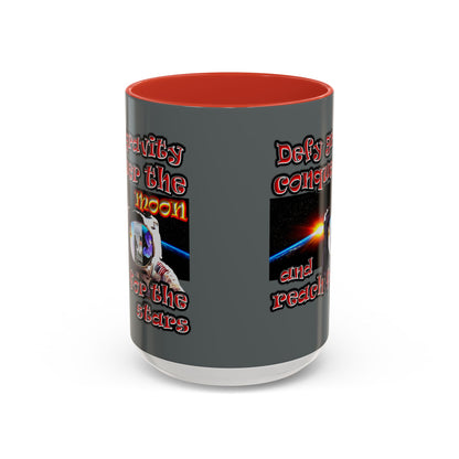 defy conquer reach - Accent Mug (dark grey)
