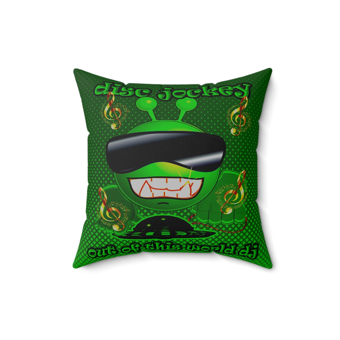 disc jockey - Spun Polyester Square Pillow - (logo green)