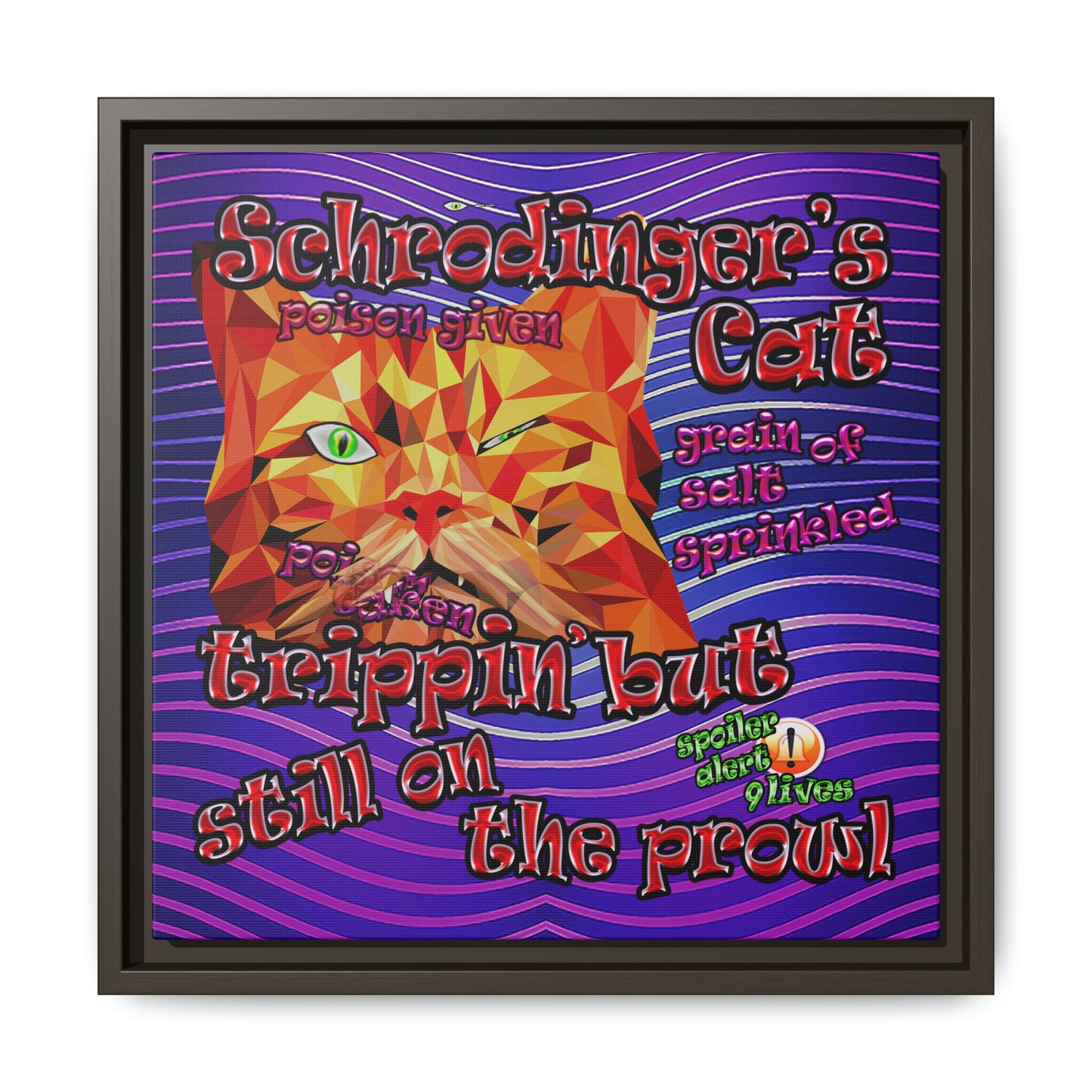 schrodinger's cat - framed canvas art (purple wave)