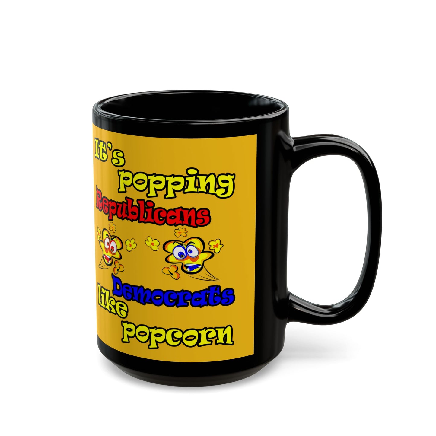 popping like popcorn - Black Mug (yellow)