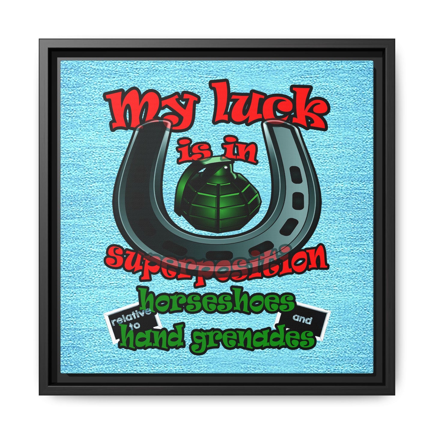 my luck - framed canvas art (faded blue)