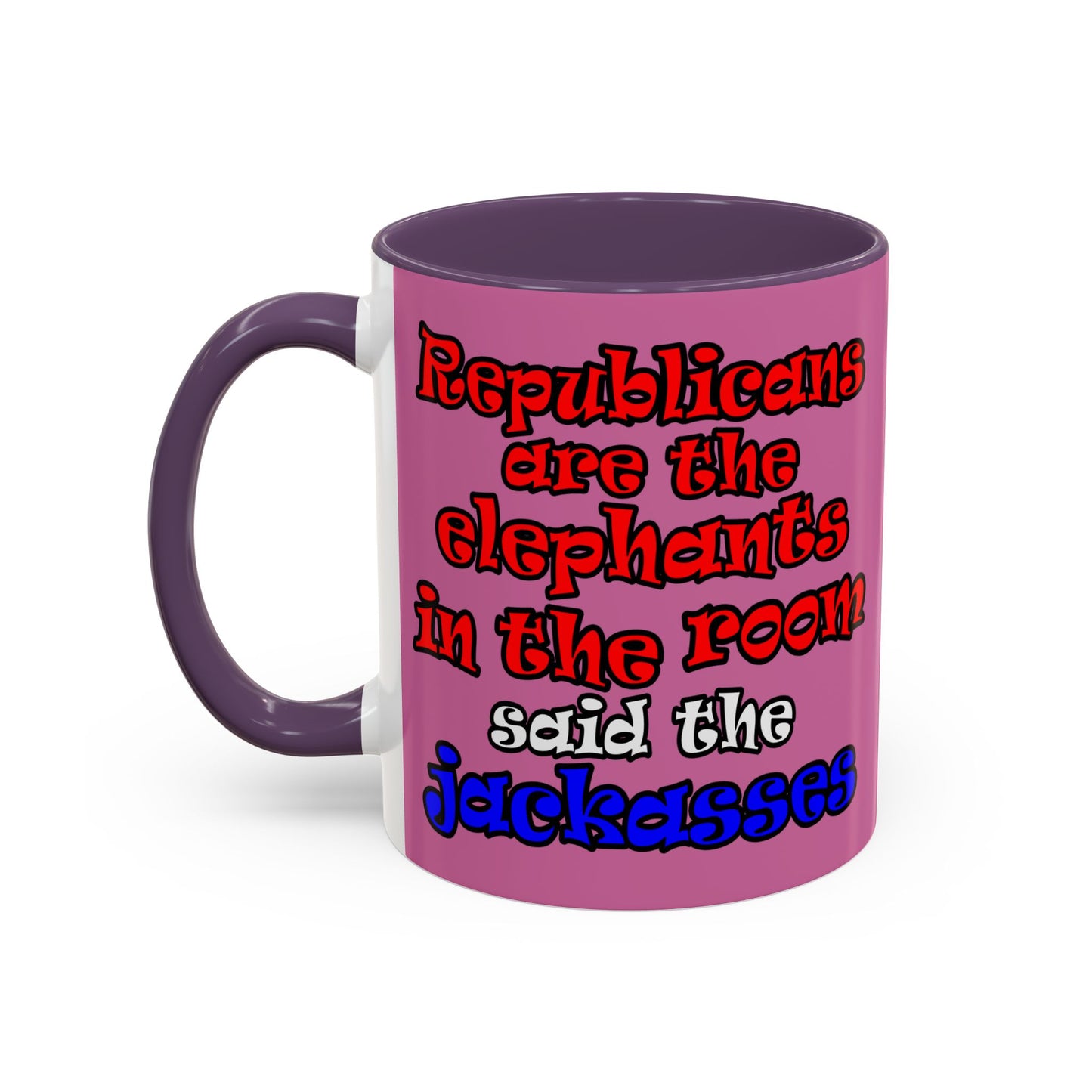 donkeys and elephants - Accent Mug (light pink)