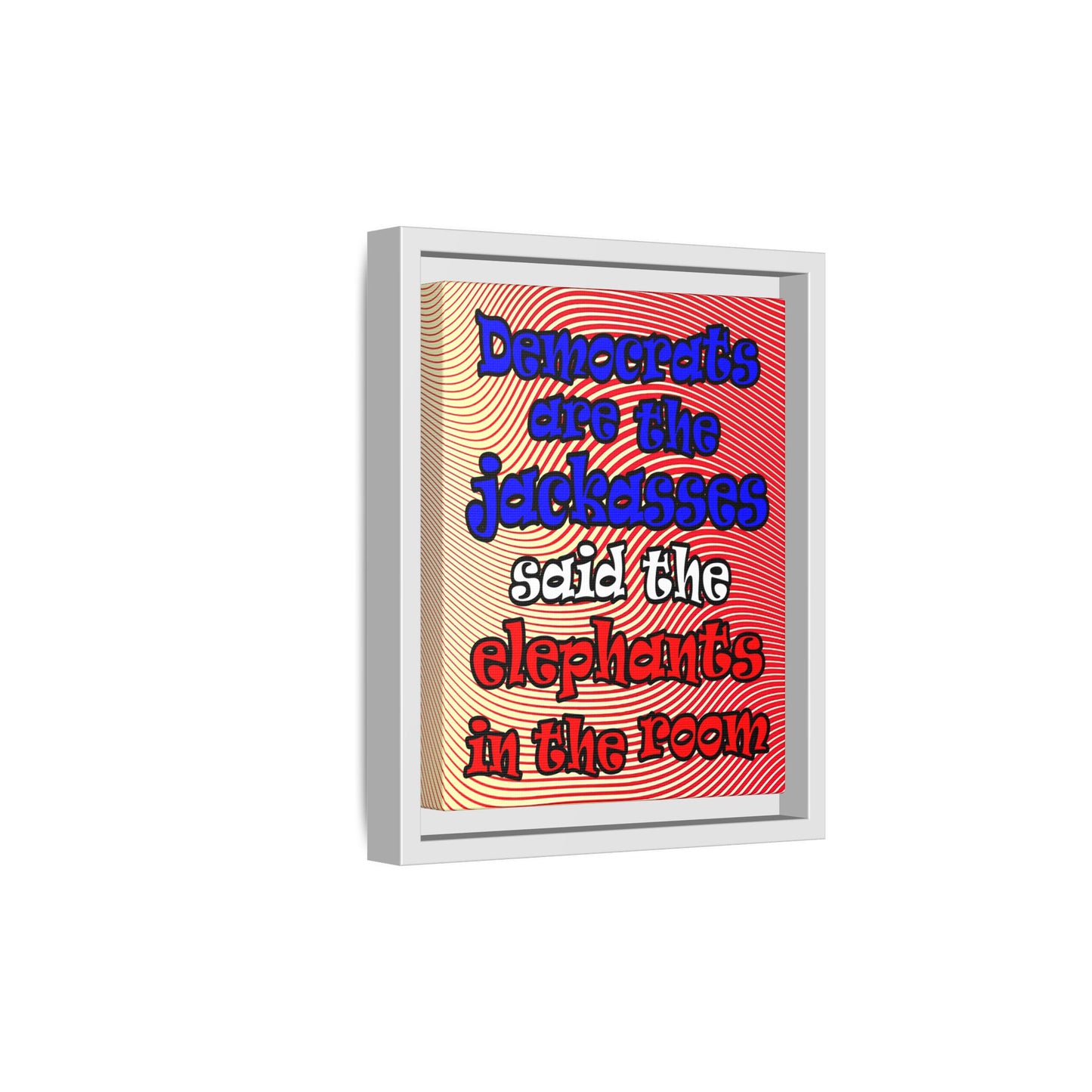 donkeys and elephants - framed canvas art (yellow-orange wave)