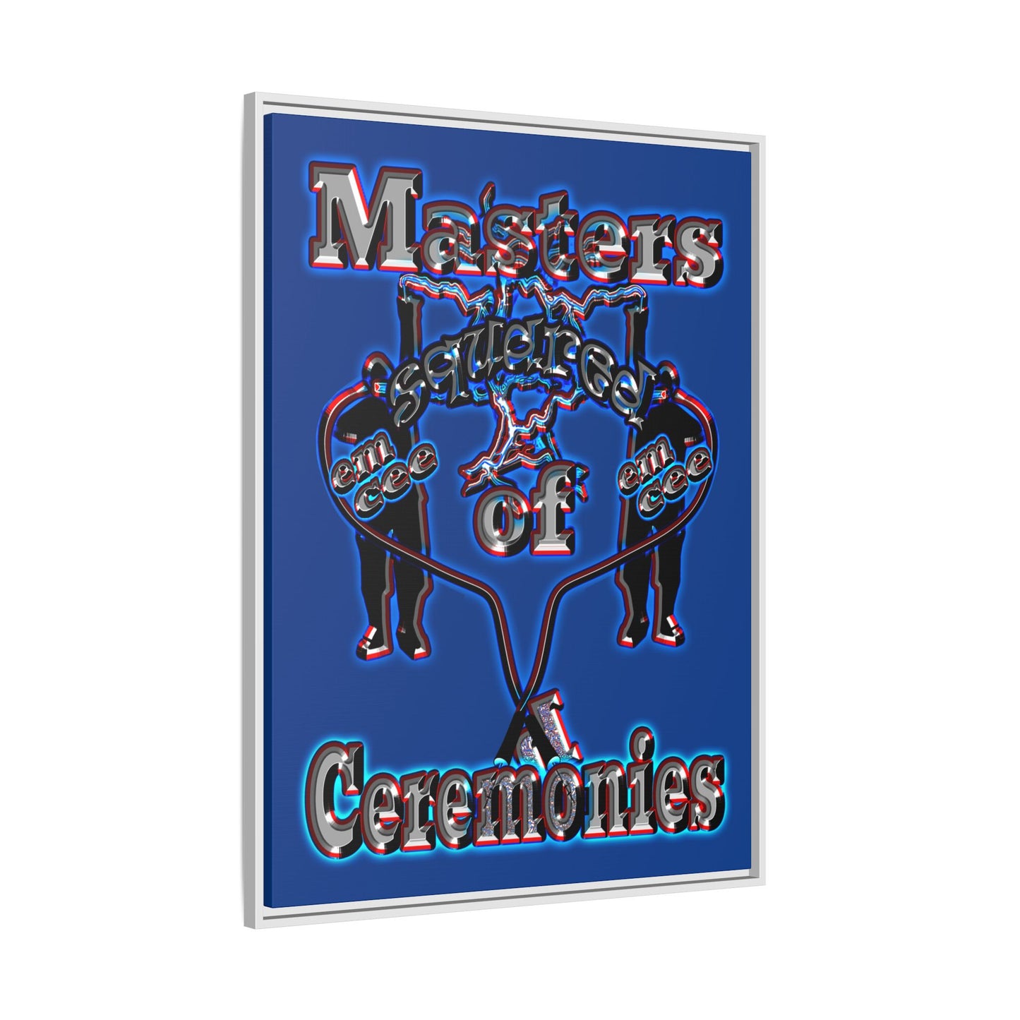 em cee squared - framed canvas art (dark blue)