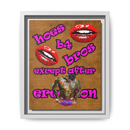 hoes b4 bros - framed canvas art (brown papyrus)