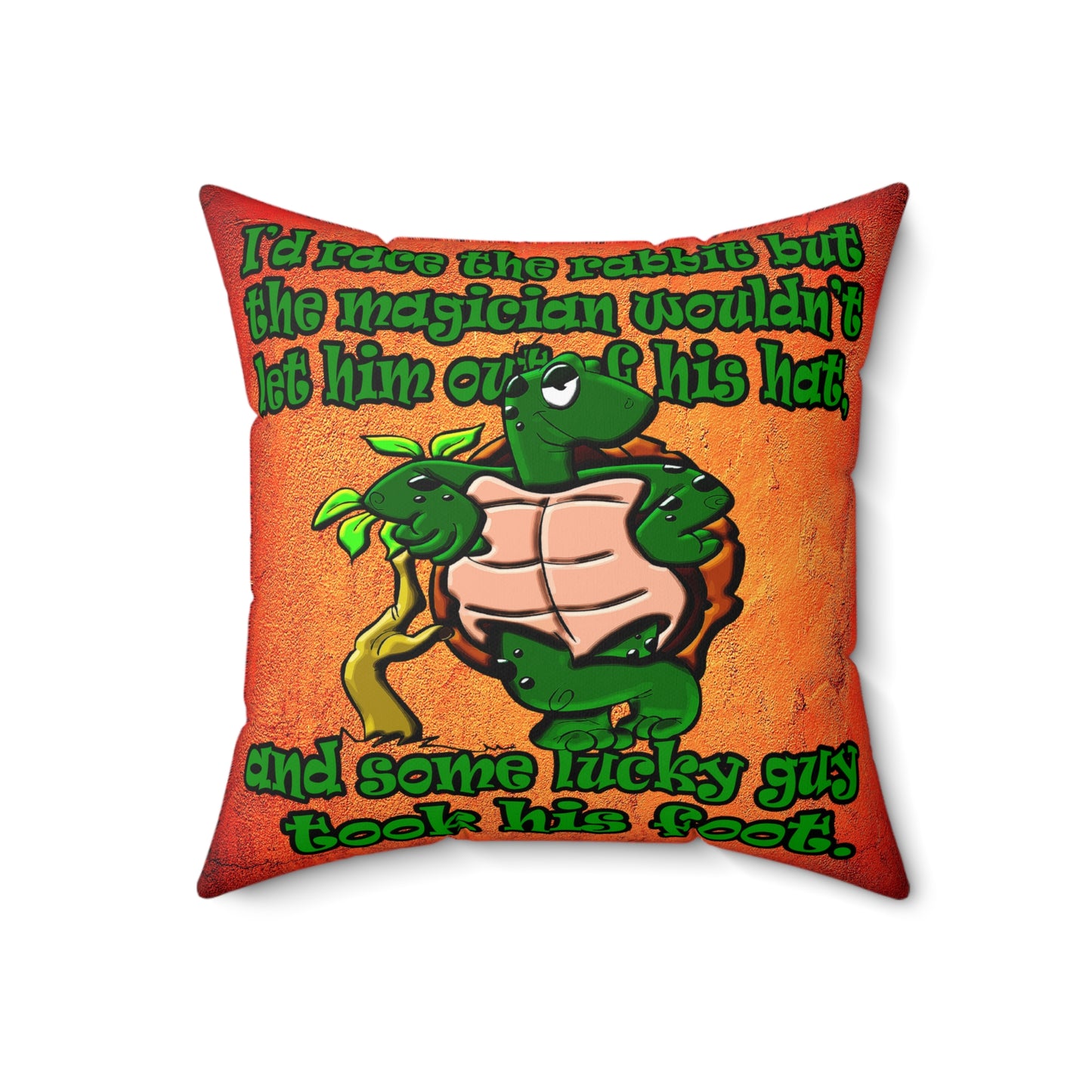 turtle race - Spun Polyester Square Pillow - (burnt orange)