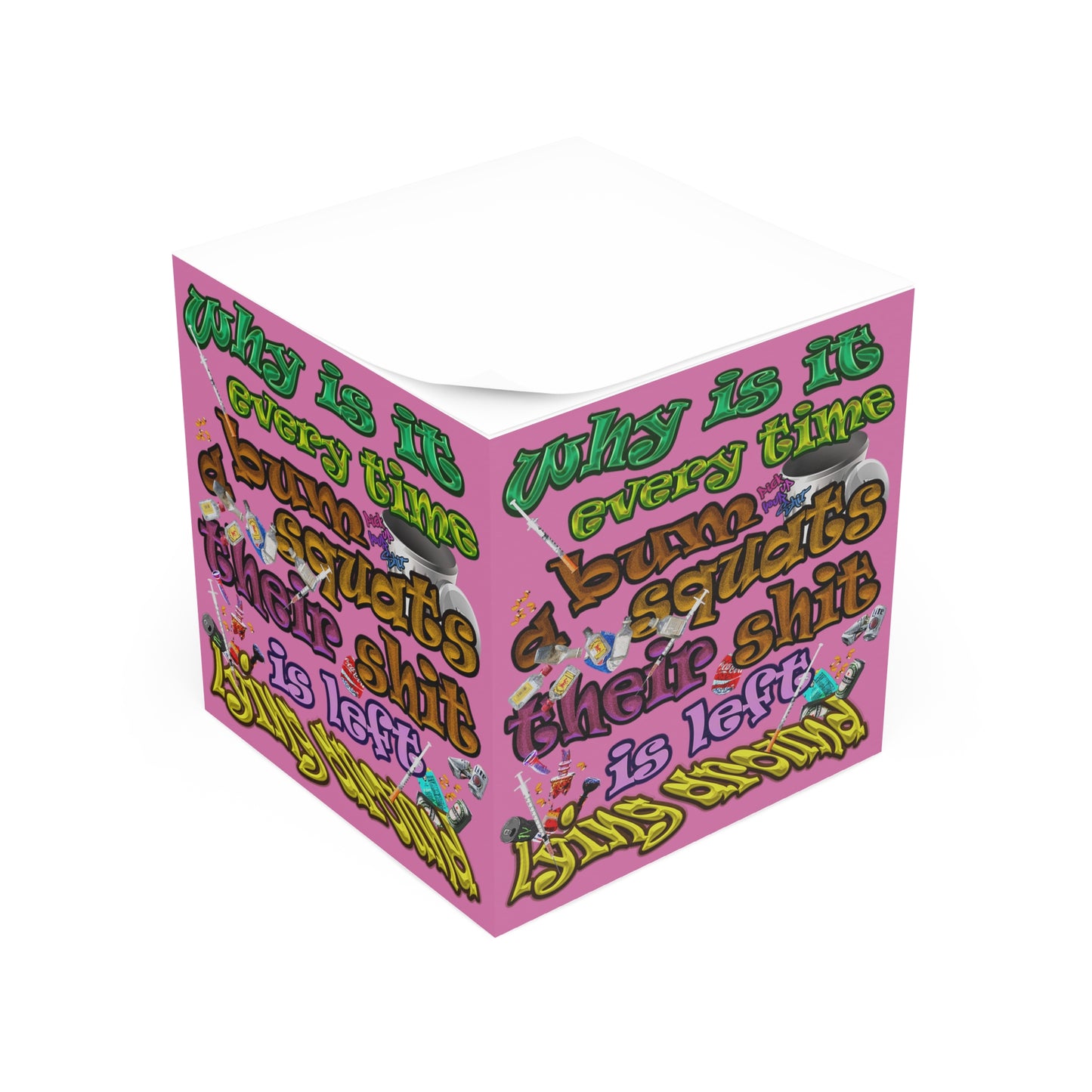 the bum's shit - note cube (light pink)