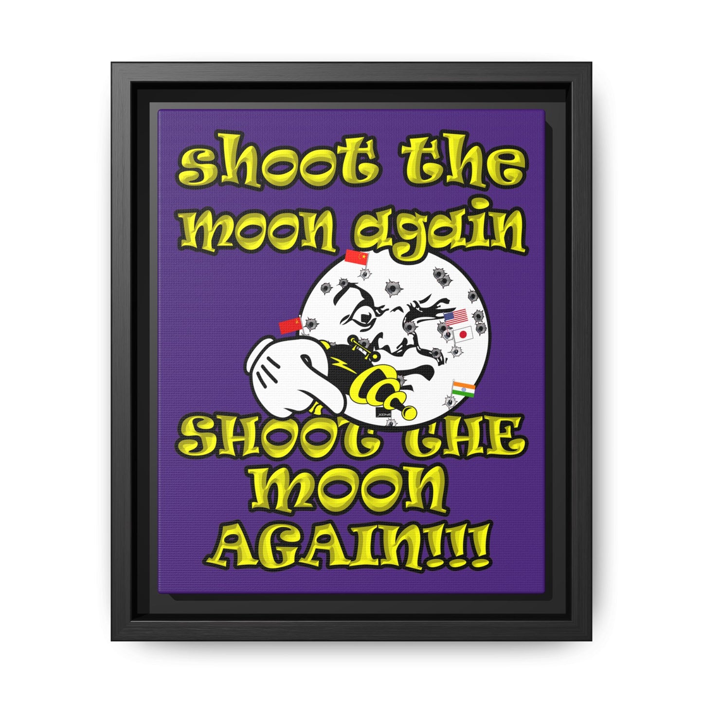 shoot the moon again - framed canvas art (purple)