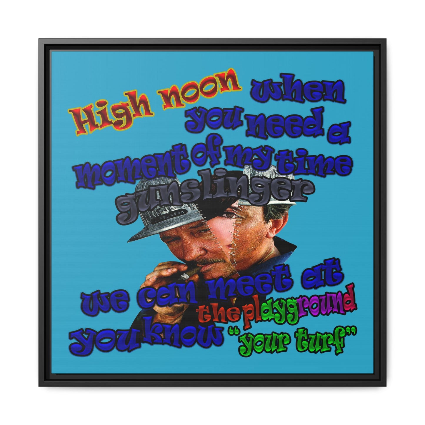 high noon - framed canvas art (turquoise)