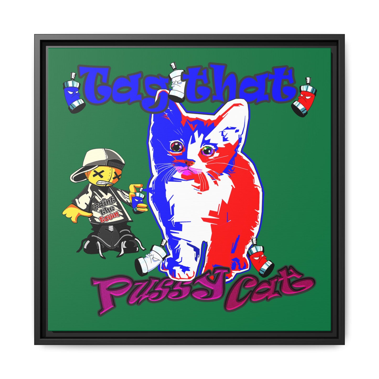tag that - framed canvas art (dark green)