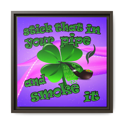 stick that in your pipe and smoke it - framed canvas art (purple-pink wave)