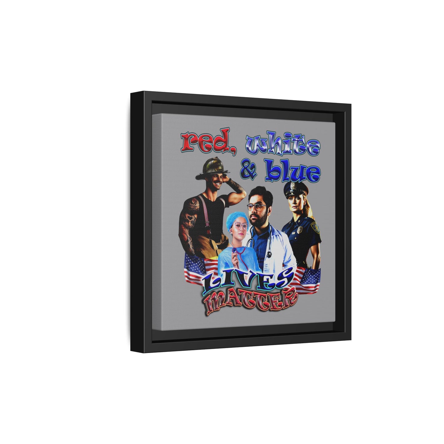 rw&b lives matter - framed canvas art (grey)