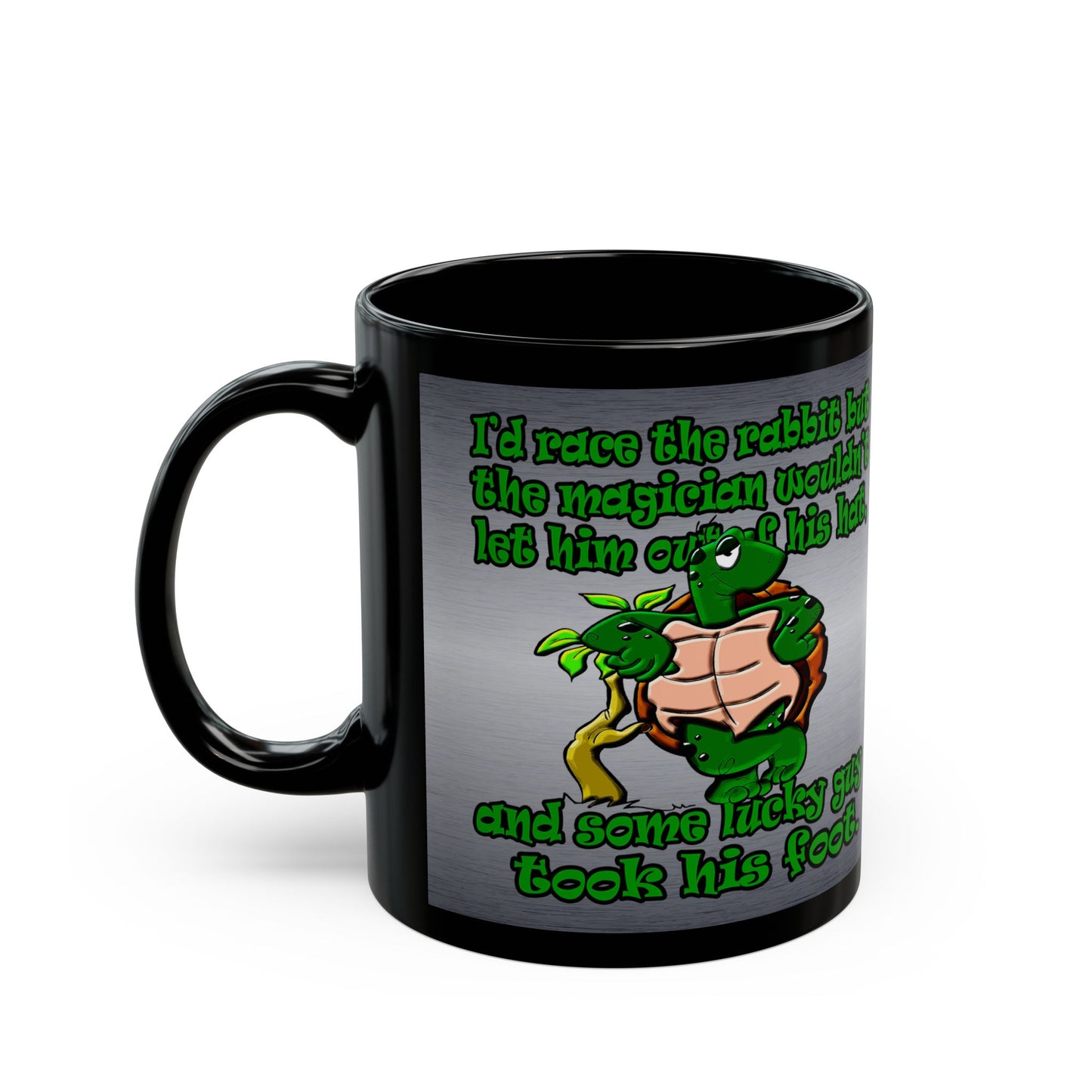 turtle race - Black Mug (brushed nickel)