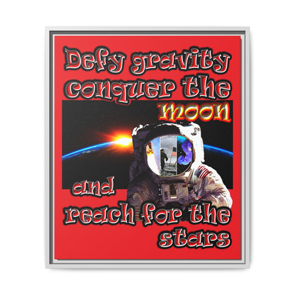 defy conquer reach - framed canvas art (red)