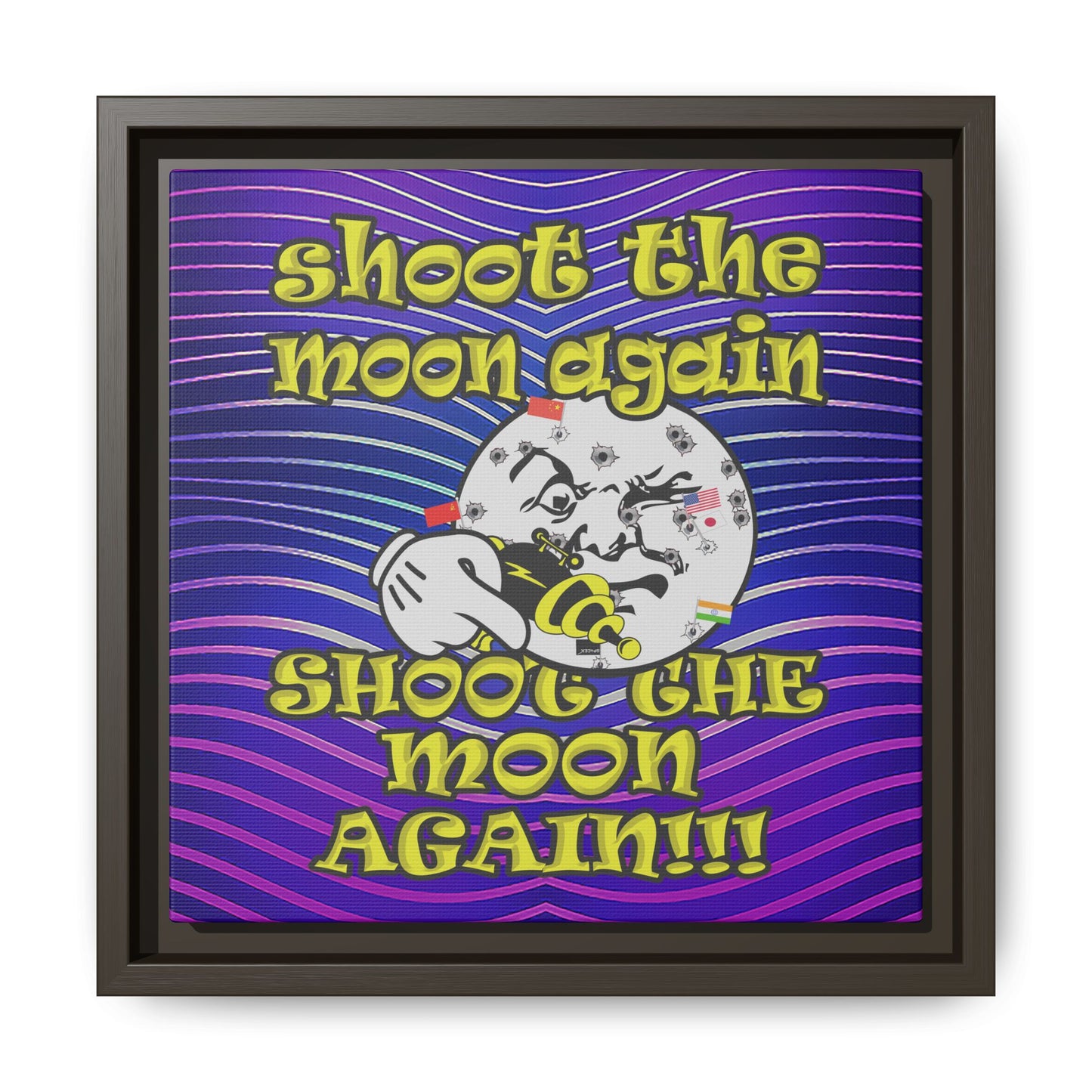 shoot the moon again - framed canvas art (purple wave)