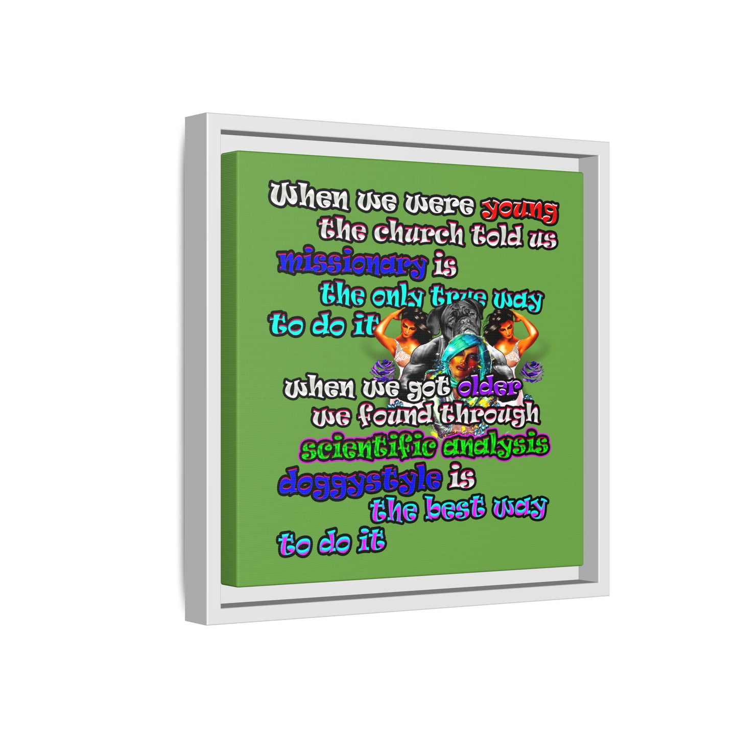 doggystyle - framed canvas art (green)