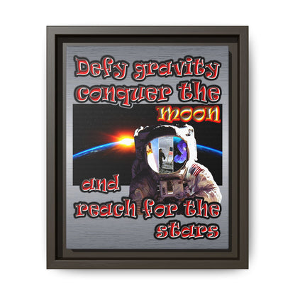 defy conquer reach - framed canvas art (brushed nickel)