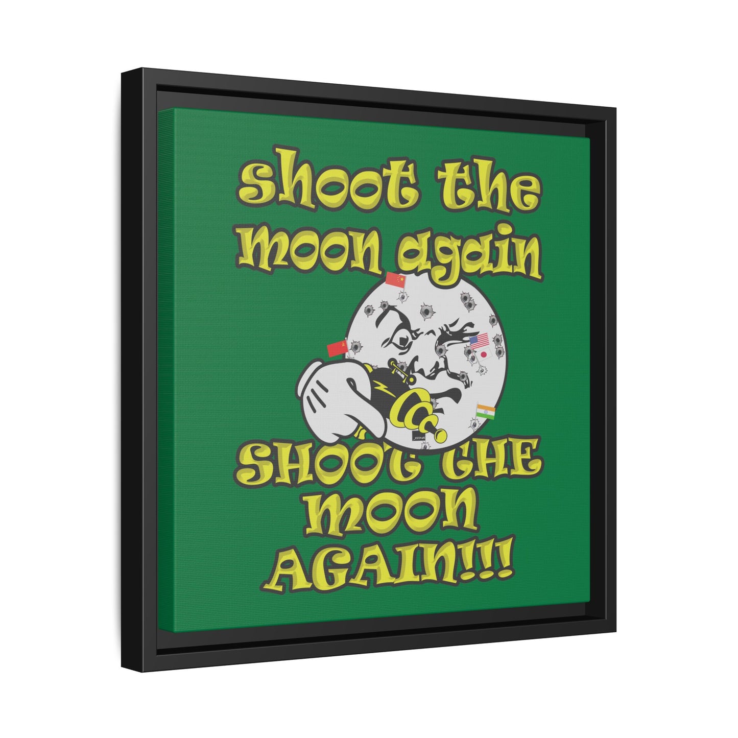 shoot the moon again - framed canvas art (dark green)