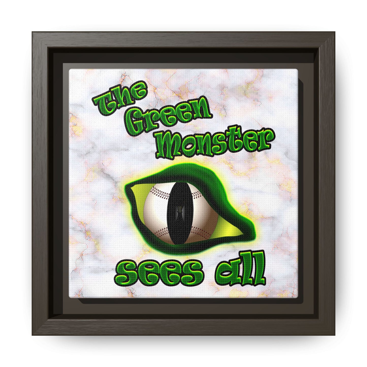 green monster - framed canvas art (white marble)