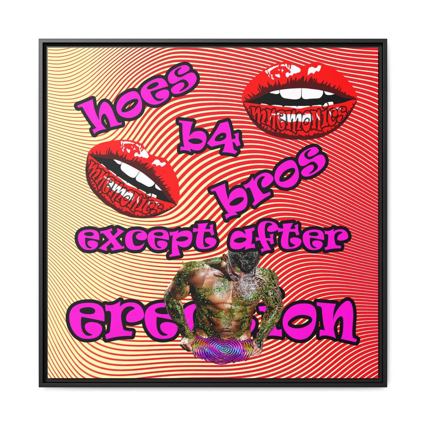 hoes b4 bros - framed canvas art (yellow-orange wave)