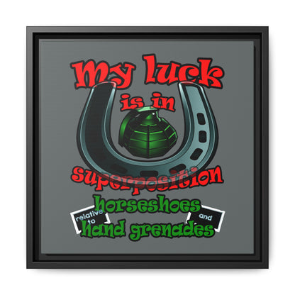 my luck - framed canvas art (dark grey)