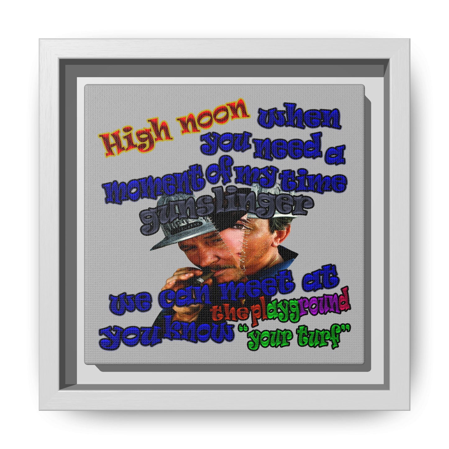 high noon - framed canvas art (light grey)