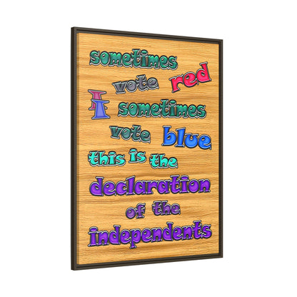 declaration of the independents - framed canvas art (butterscotch wood finish)