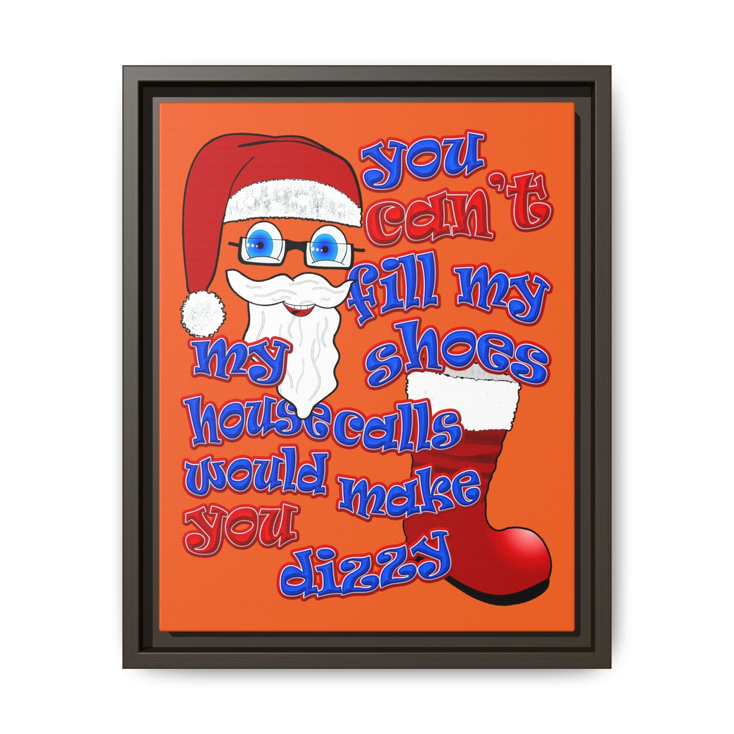 santa's shoes - framed canvas art (orange)