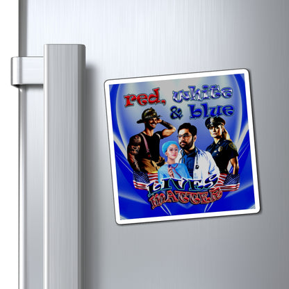 rw&b lives matter - Magnets - (blue-white wave)