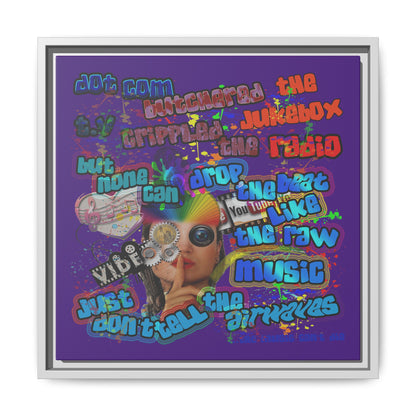 drop the beat - framed canvas art (purple)