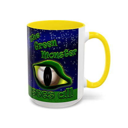 green monster - Accent Mug ('snoops' background)