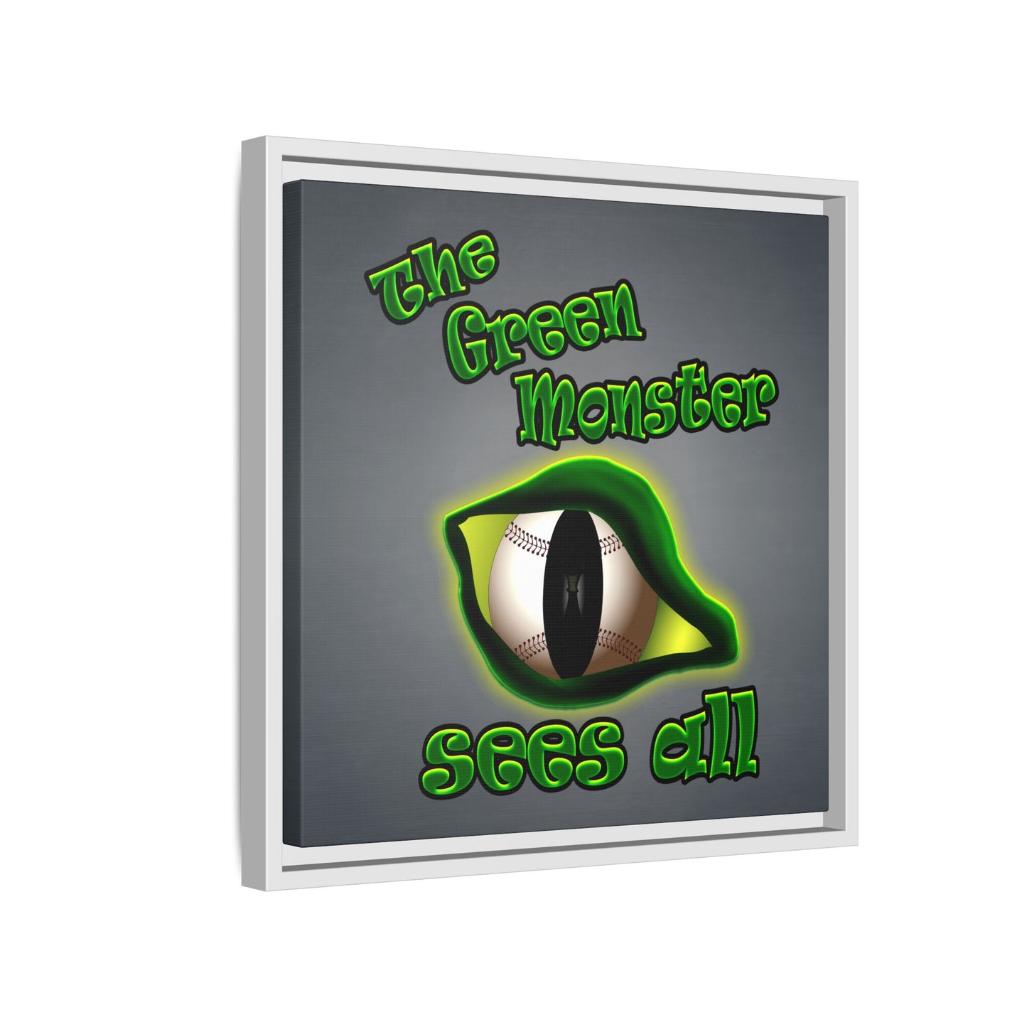 green monster - framed canvas art (grey-light grey)