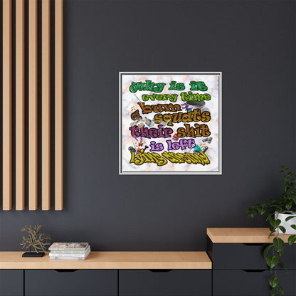 the bum's shit - framed canvas art (white marble)
