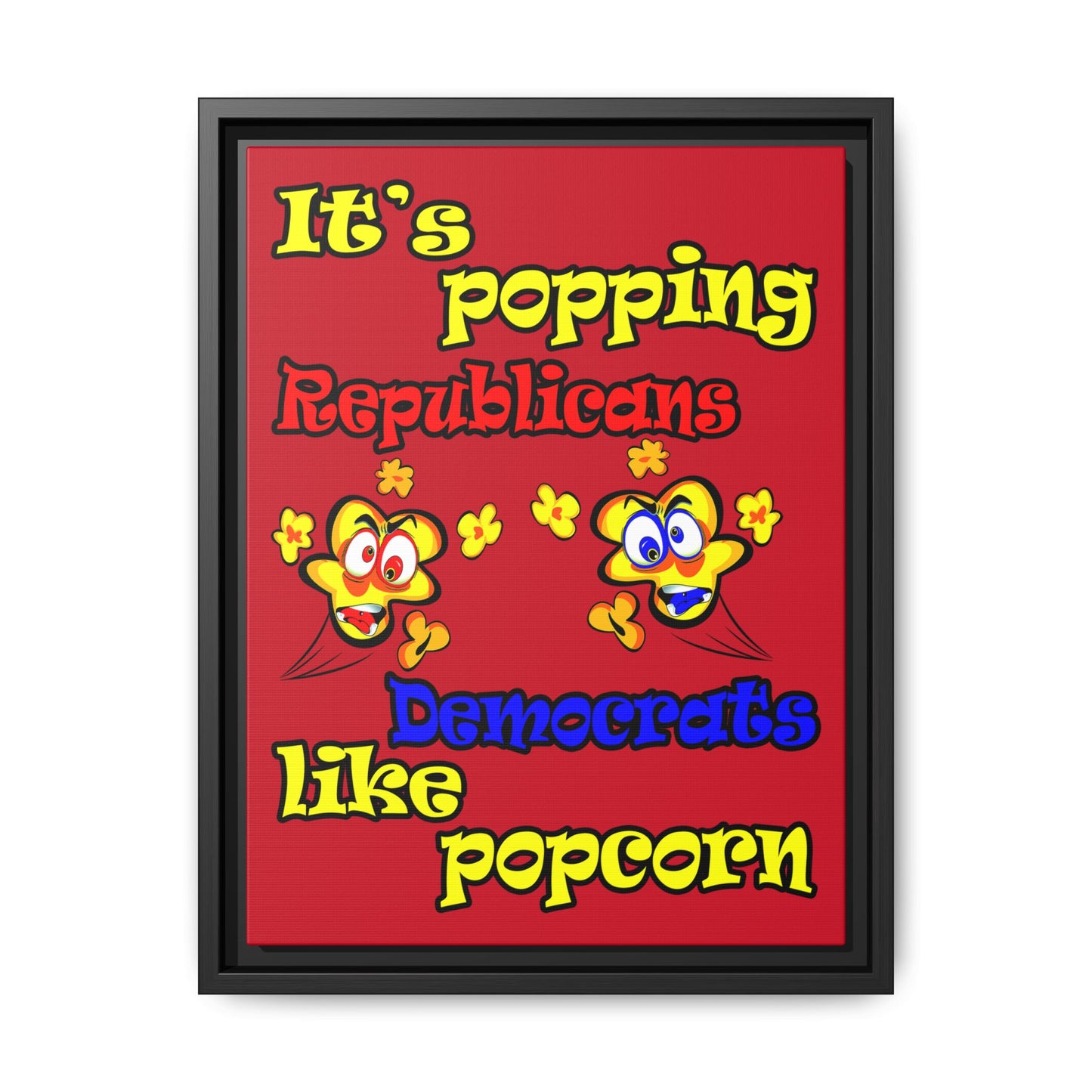 popping like popcorn - framed canvas art (dark red)