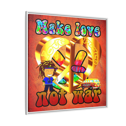 love peace - framed canvas art (burnt orange)