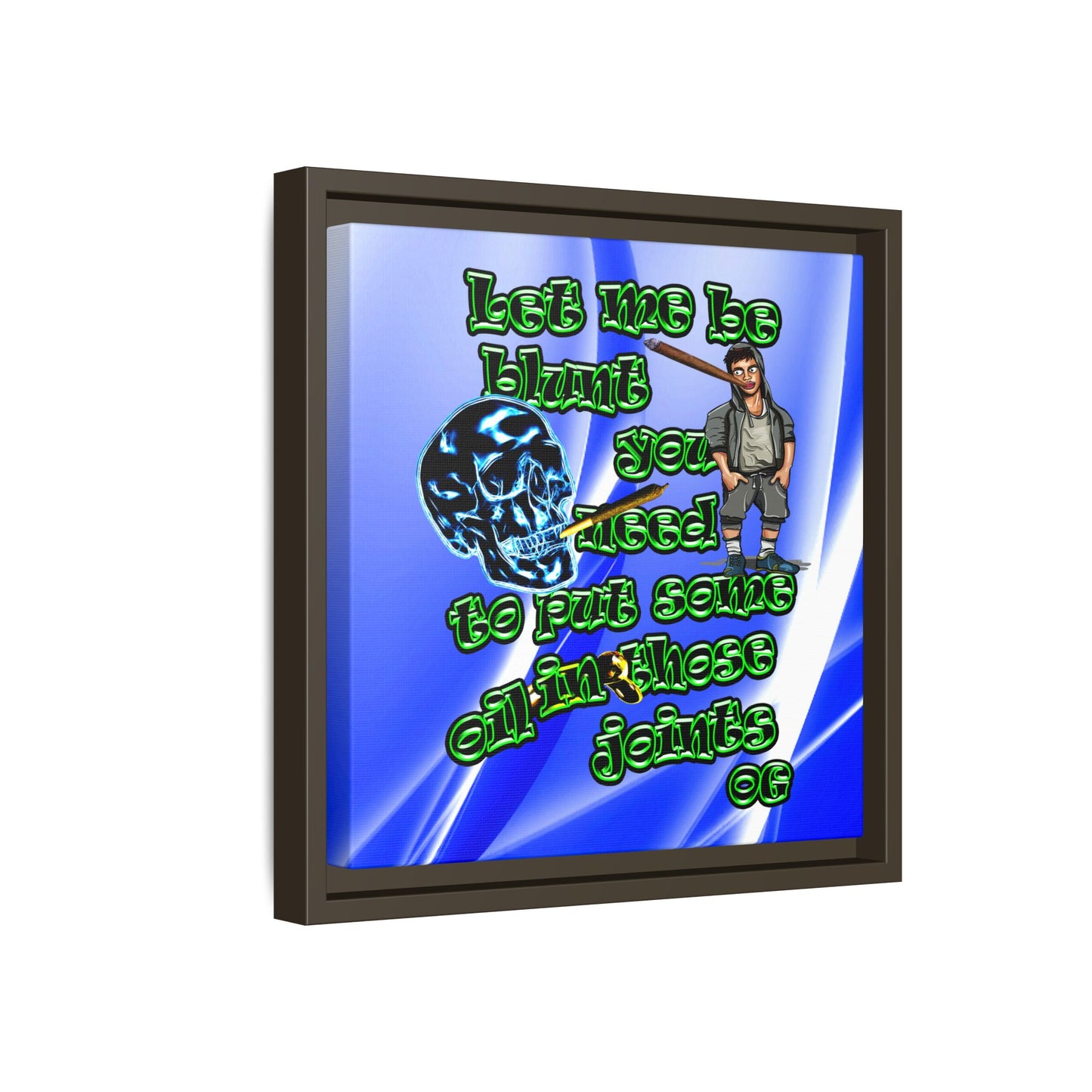 og - framed canvas art (blue-white wave)