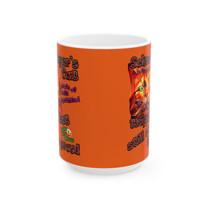 schrodinger's cat - White Mug (orange)