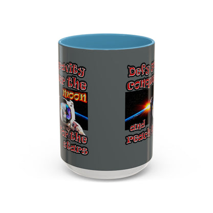 defy conquer reach - Accent Mug (dark grey)
