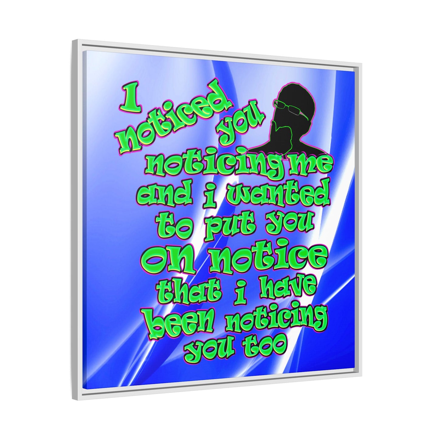 noticed you noticing - framed canvas art (blue-white wave)