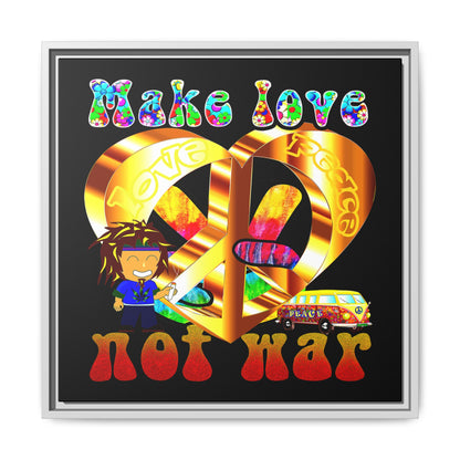 love peace - framed canvas art (black)