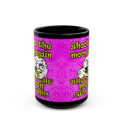 shoot the moon again - Black Mug (pink swirl)