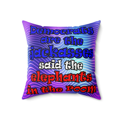donkeys and elephants - Faux Suede Square Pillow - (purple wave)