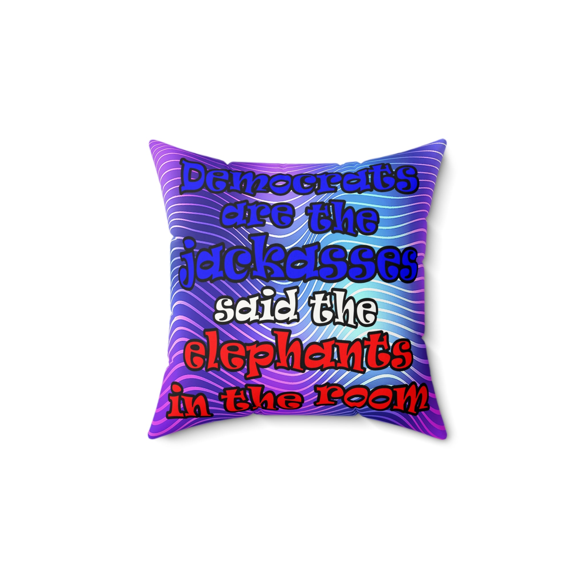 donkeys and elephants - Faux Suede Square Pillow - (purple wave)
