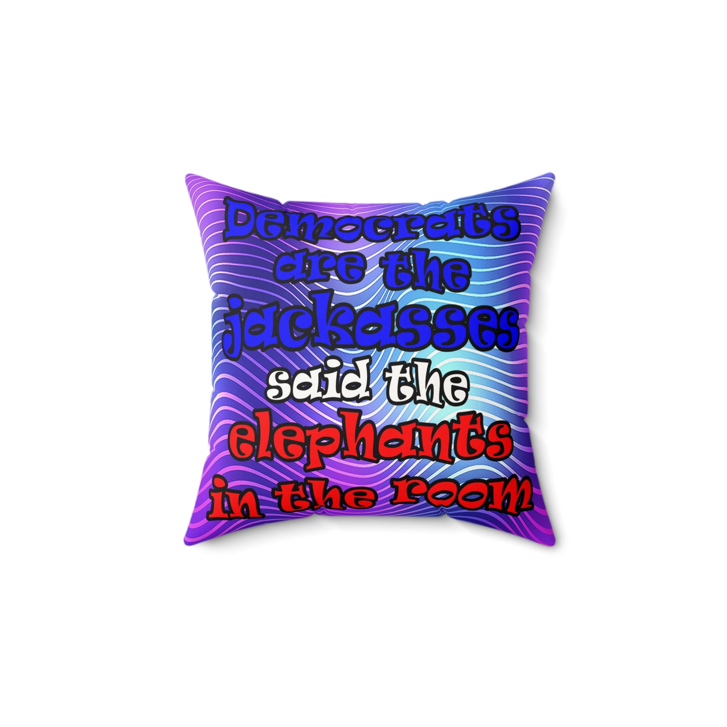 donkeys and elephants - Faux Suede Square Pillow - (purple wave)