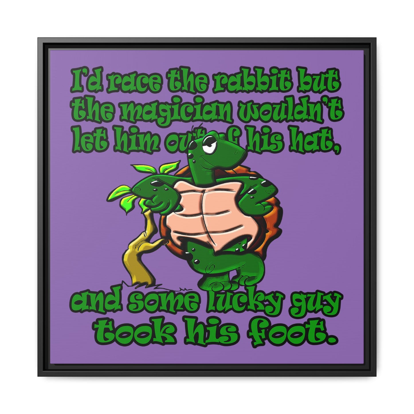 turtle race - framed canvas art (light purple)