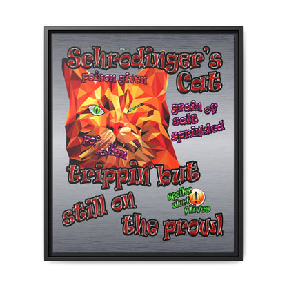 schrodinger's cat - framed canvas art (brushed nickel)