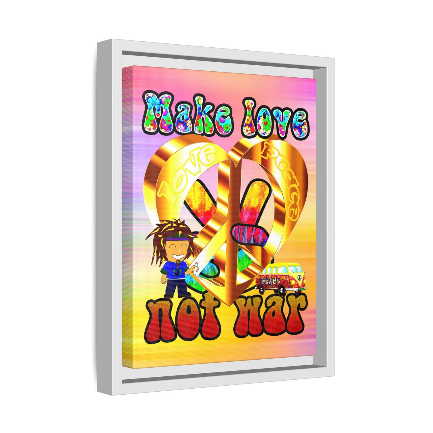 love peace - framed canvas art (color blur)