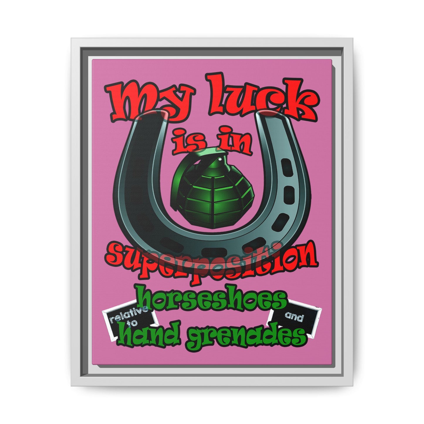 my luck - framed canvas art (light pink)