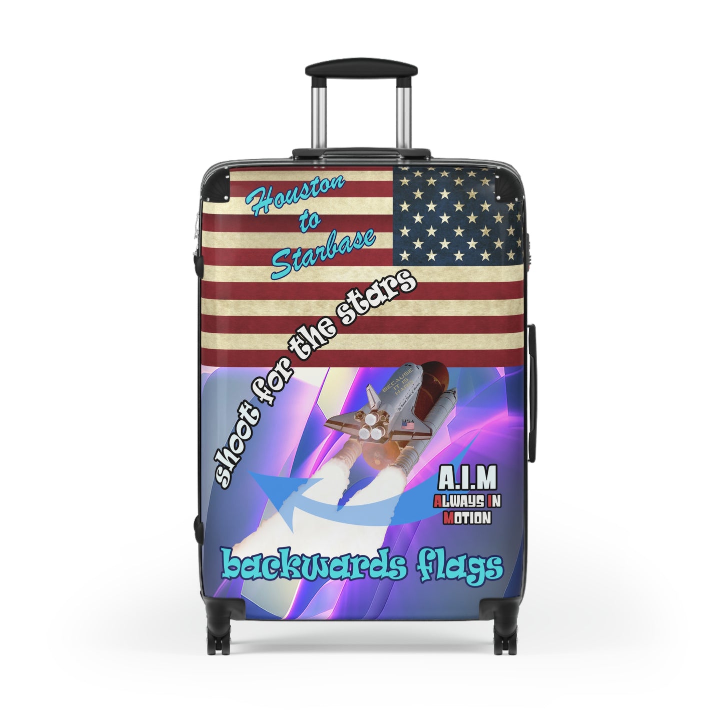 shoot for the stars - Suitcase (grey-pink wave)
